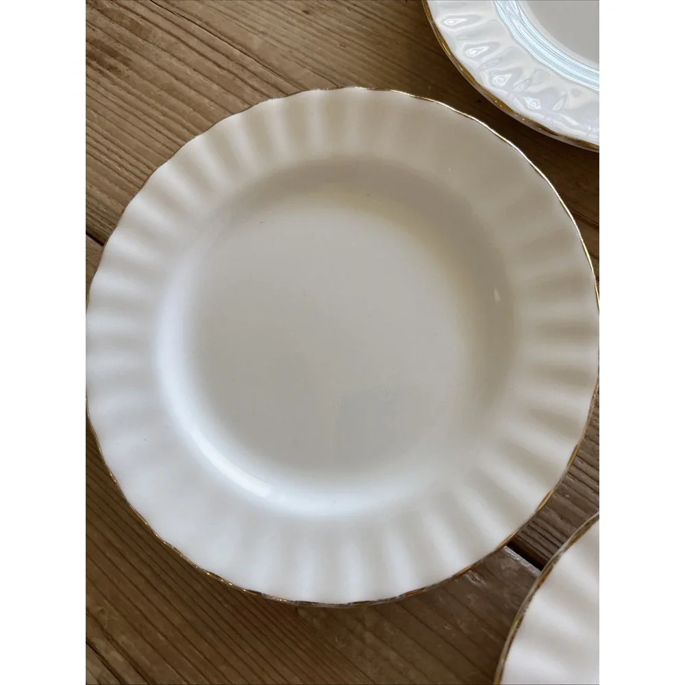5 Royal Albert China Val D'or Pattern White Gold Edge Bread Butter Plate 6 1/4